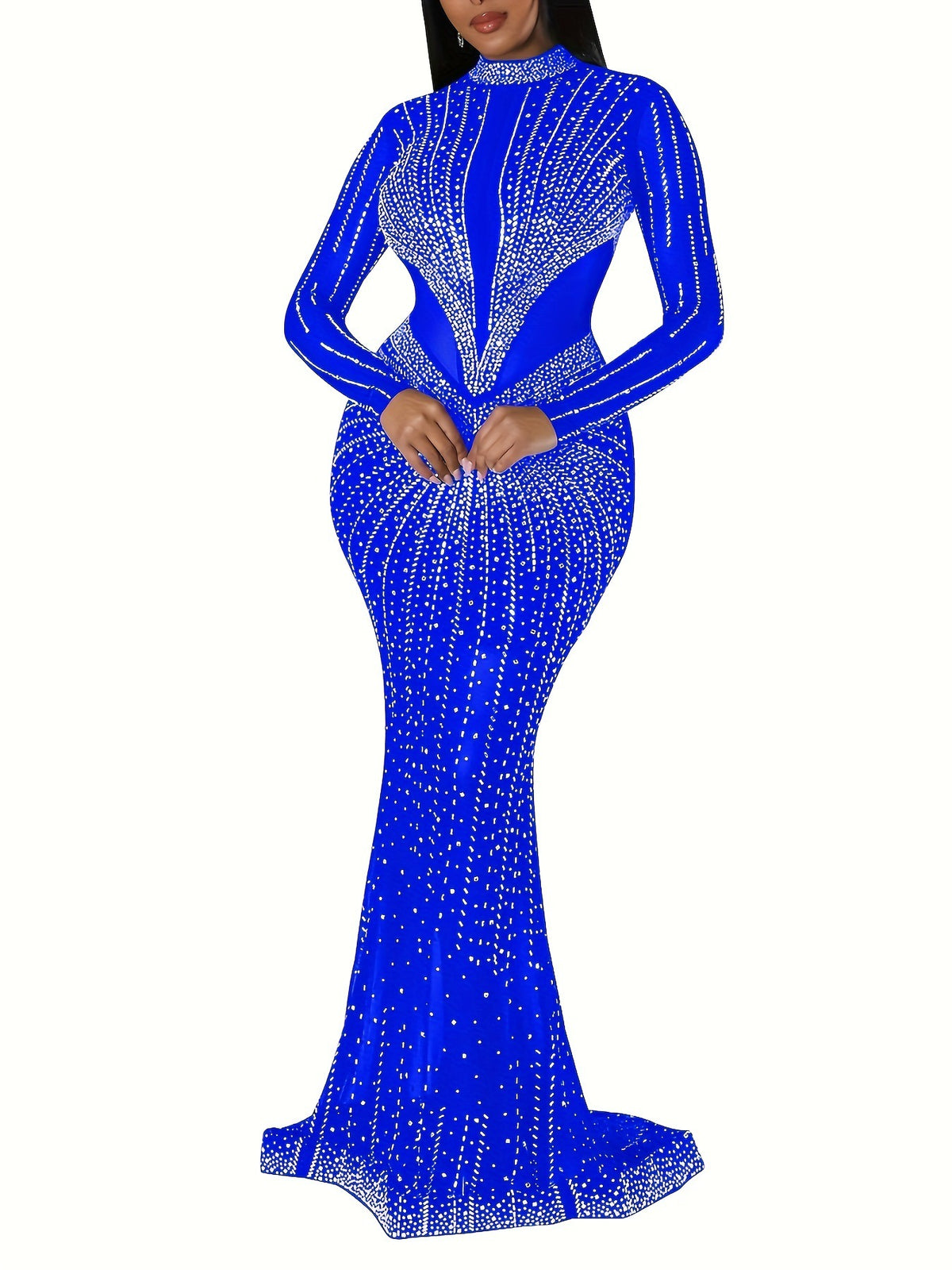 Rhinestone Embellished Bodycon Maxi Dress - Mother of the Bride/Groom