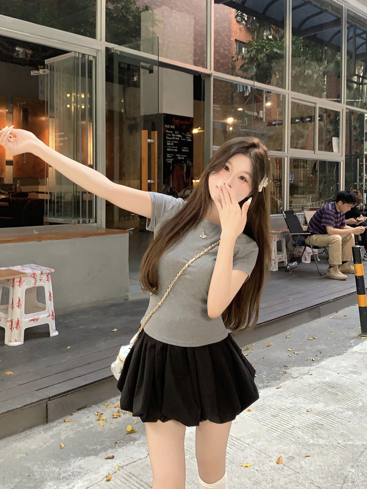 Korean Casual Versatile Cake Skirt Women's Summer New Sweet White Flower Bud Tutu Skirt Anti-Exposure Short Skirt