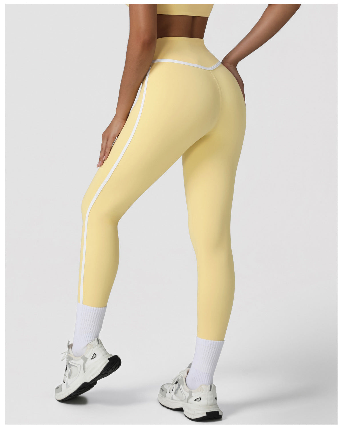 Cross-border Naked Contrast High Waist Yoga Pants Quick-drying Running Fitness Ankle-length Pants Outer Wear Tight Hip-lifting Sports Pants