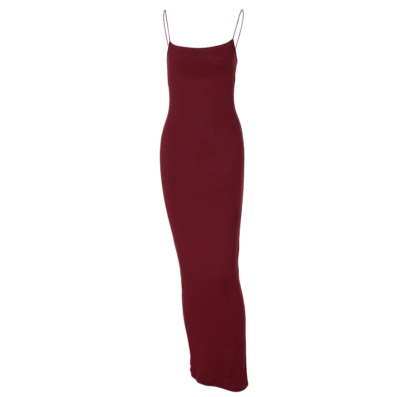 European and American 2022 Summer New Women's Clothing ins Sexy Strap Elegant Strap Long Dress Fashion Slim-fit Dress for Women