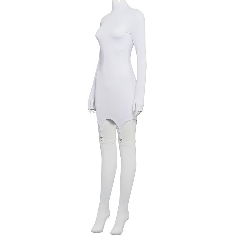 A20357D European and American Style Women's Clothing Spring New Solid Color Long-Sleeve Slim-Fit Pure Desire Bodycon Dress Wholesale