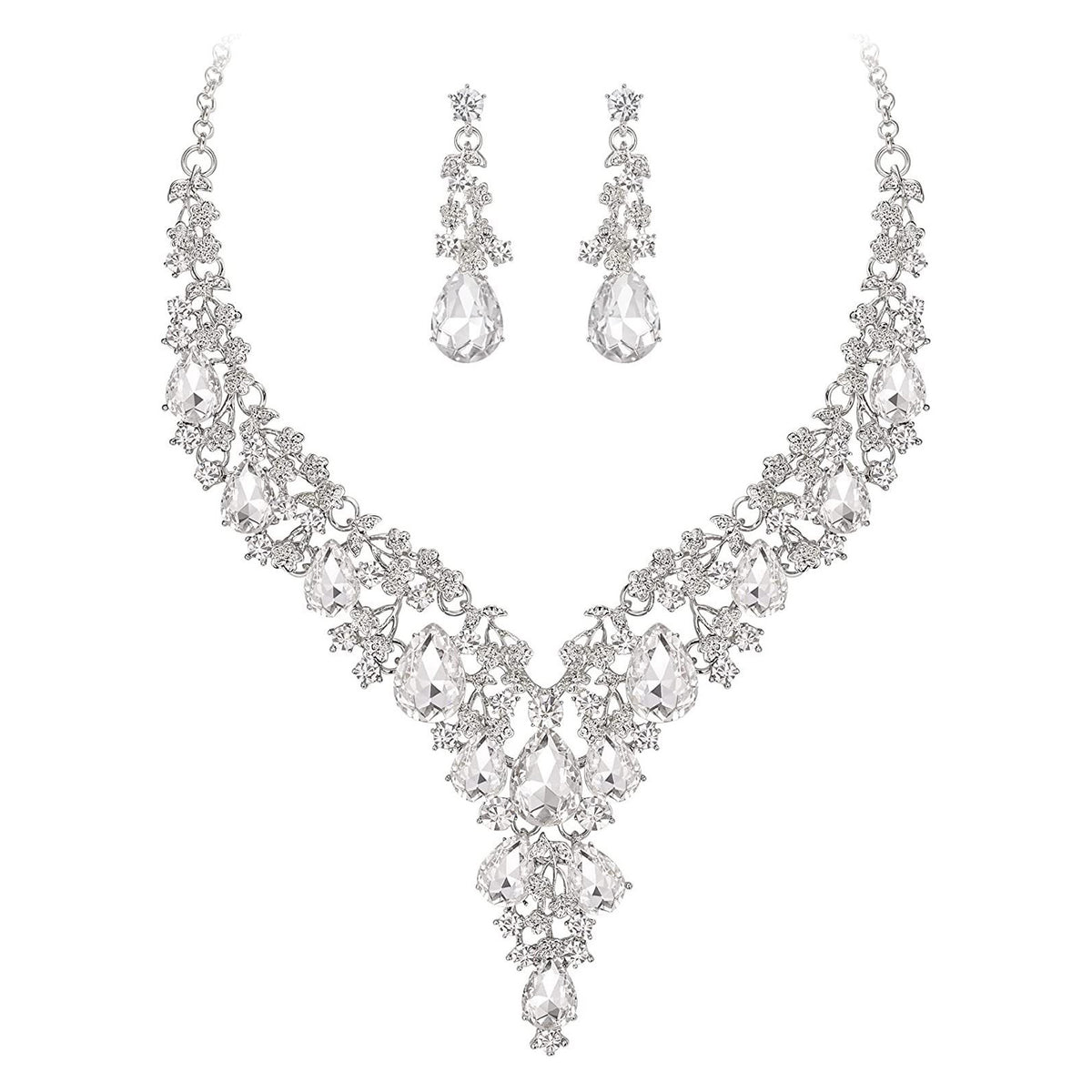 Factory Direct Sales of Cross-Border Popular Water Drop Necklace and Earrings Jewelry Sets, Wedding Dresses, Evening Wear, New Jewelry Accessories