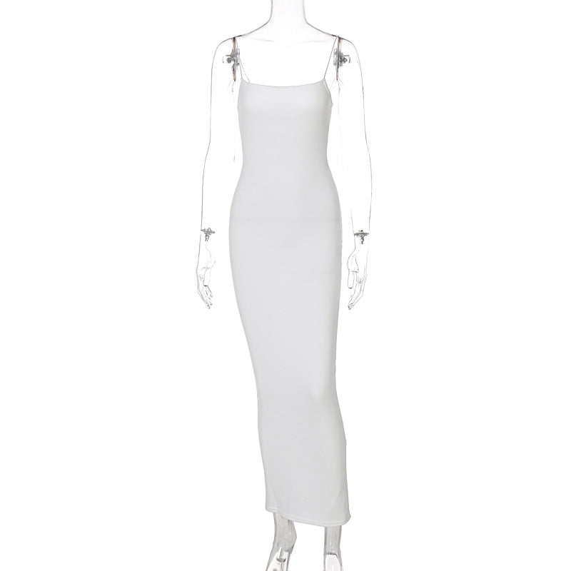 European and American 2022 Summer New Women's Clothing ins Sexy Strap Elegant Strap Long Dress Fashion Slim-fit Dress for Women