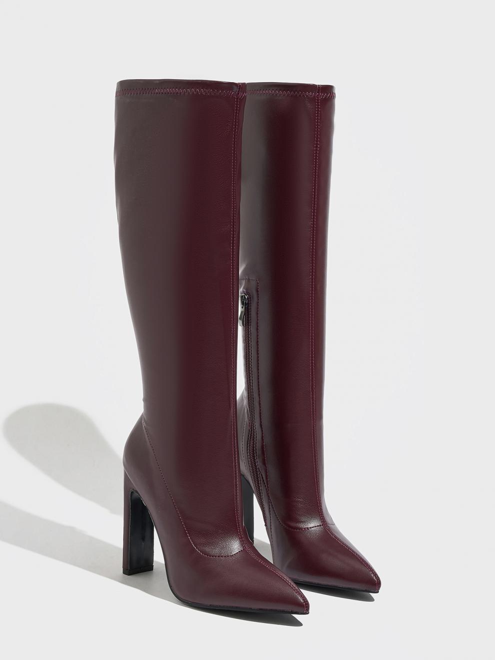 3300-10 European and American Nude Boots, Elegant Pointed Toe High-Heeled Boots, Stiletto Heels, Slim and Versatile Knight Boots, Size 35-42