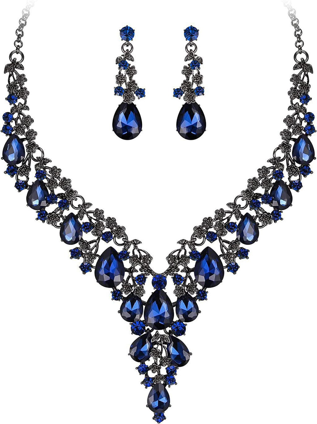Factory Direct Sales of Cross-Border Popular Water Drop Necklace and Earrings Jewelry Sets, Wedding Dresses, Evening Wear, New Jewelry Accessories