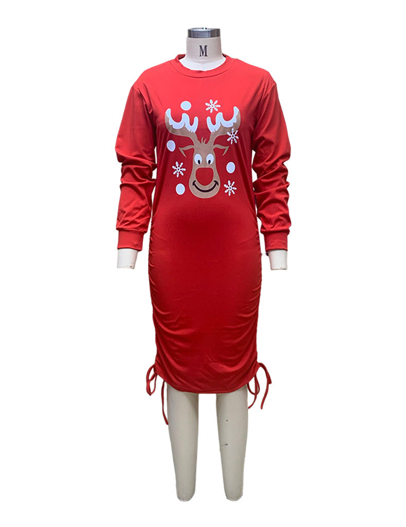 FD168 spot Amazon explosions women's 2022 autumn and winter Christmas long sleeve dress pleated hip dress women