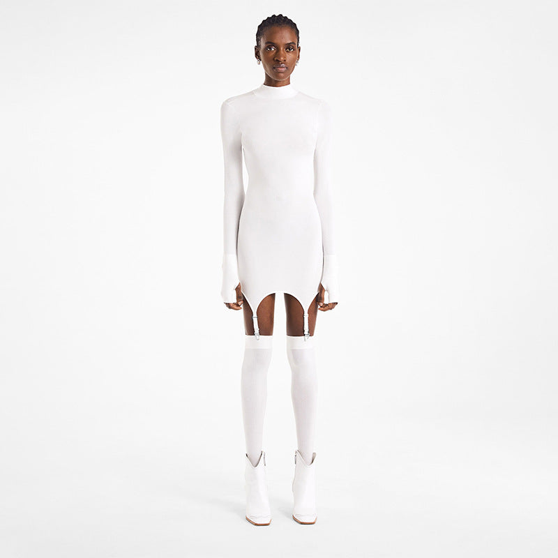 A20357D European and American Style Women's Clothing Spring New Solid Color Long-Sleeve Slim-Fit Pure Desire Bodycon Dress Wholesale
