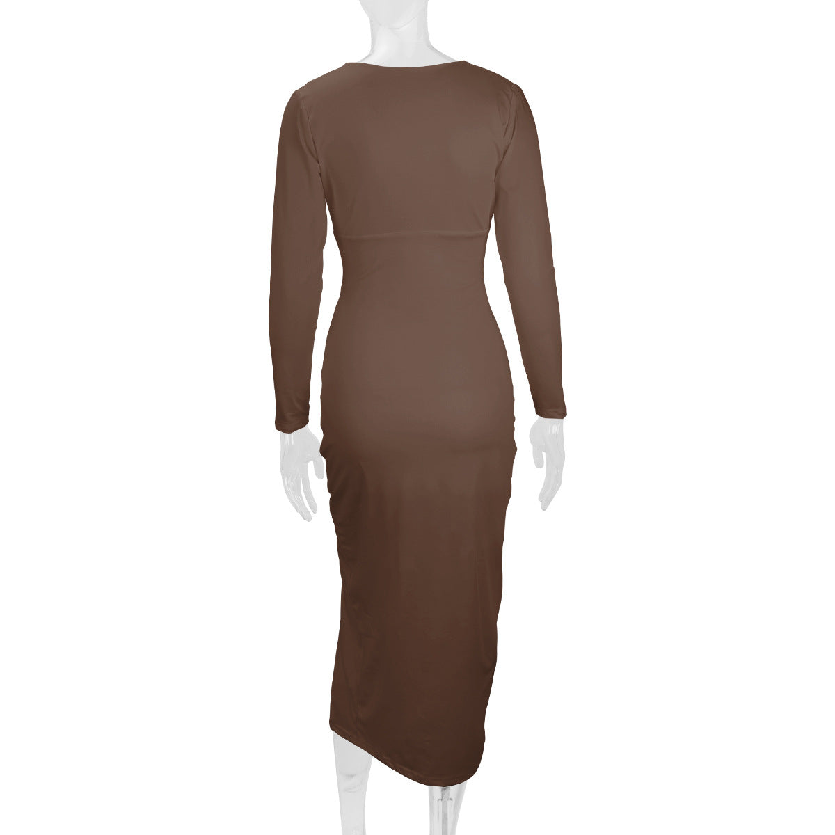 2026 Autumn and Winter New Cross-Border Long Dress European and American Style Sexy Bodycon Slim Fit Slit V-Neck Long Sleeve Dress