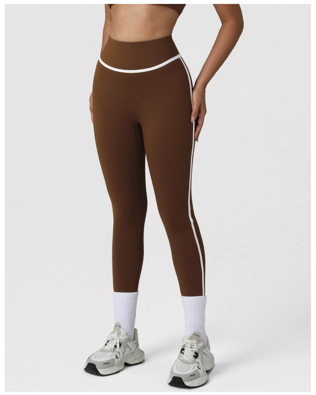 Cross-border Naked Contrast High Waist Yoga Pants Quick-drying Running Fitness Ankle-length Pants Outer Wear Tight Hip-lifting Sports Pants