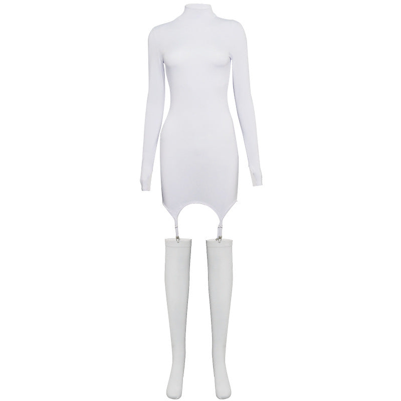 A20357D European and American Style Women's Clothing Spring New Solid Color Long-Sleeve Slim-Fit Pure Desire Bodycon Dress Wholesale