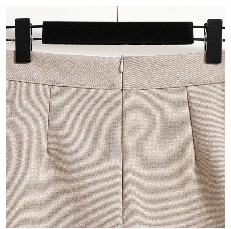Real Shot of Autumn and Winter Skirts, Plus Size Woolen Jk High-Waisted Skirts, Petite Pleated Skirts, Black Culottes