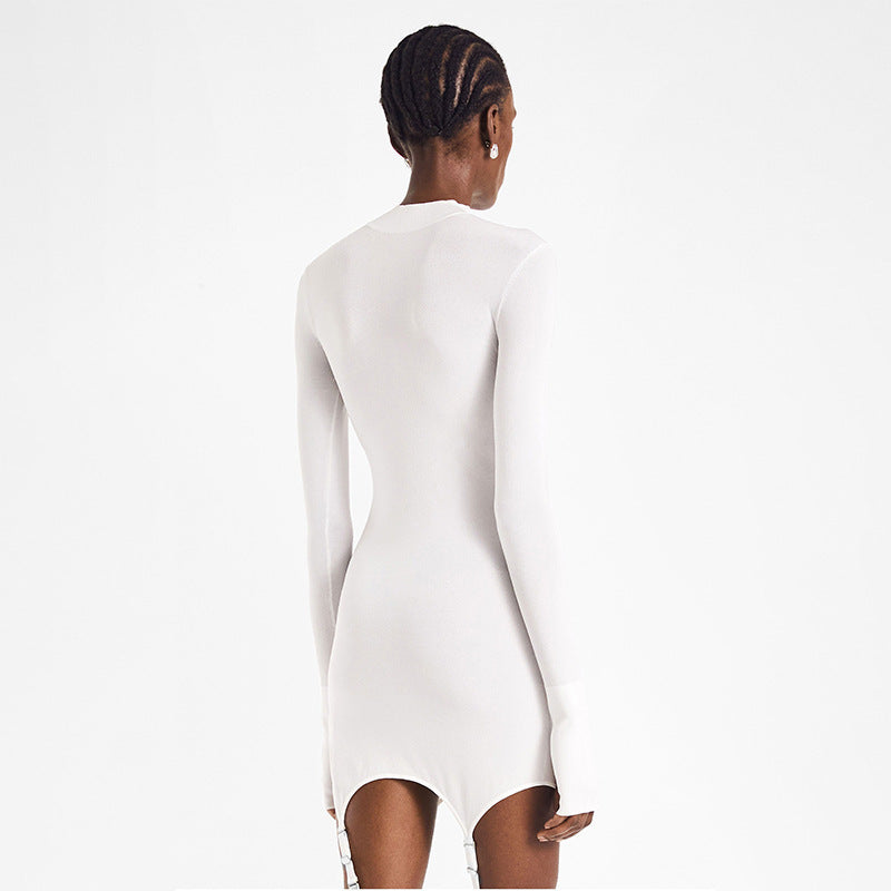 A20357D European and American Style Women's Clothing Spring New Solid Color Long-Sleeve Slim-Fit Pure Desire Bodycon Dress Wholesale