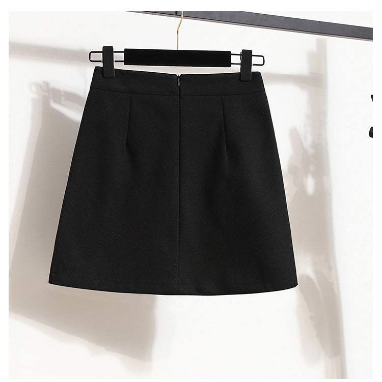 Real Shot of Autumn and Winter Skirts, Plus Size Woolen Jk High-Waisted Skirts, Petite Pleated Skirts, Black Culottes