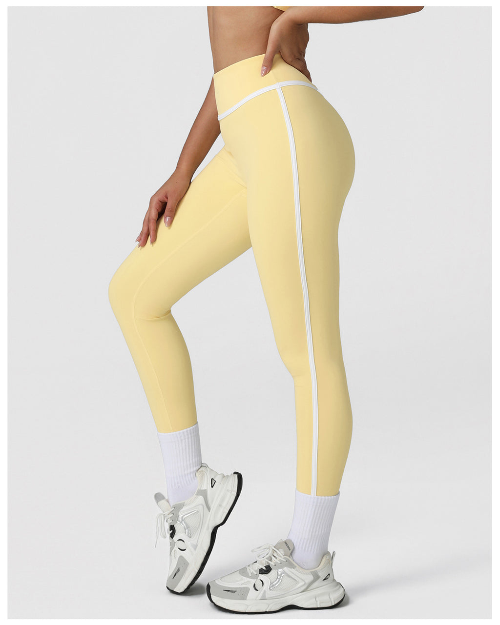 Cross-border Naked Contrast High Waist Yoga Pants Quick-drying Running Fitness Ankle-length Pants Outer Wear Tight Hip-lifting Sports Pants