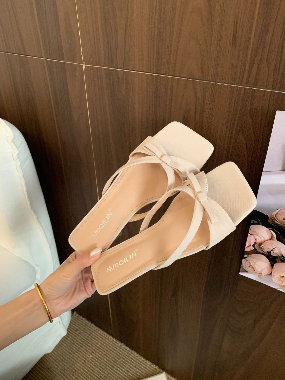 French Evening Style One-Line Sandals 2025 Summer New Elegant Bow Sandals with Skirts Women's Shoes