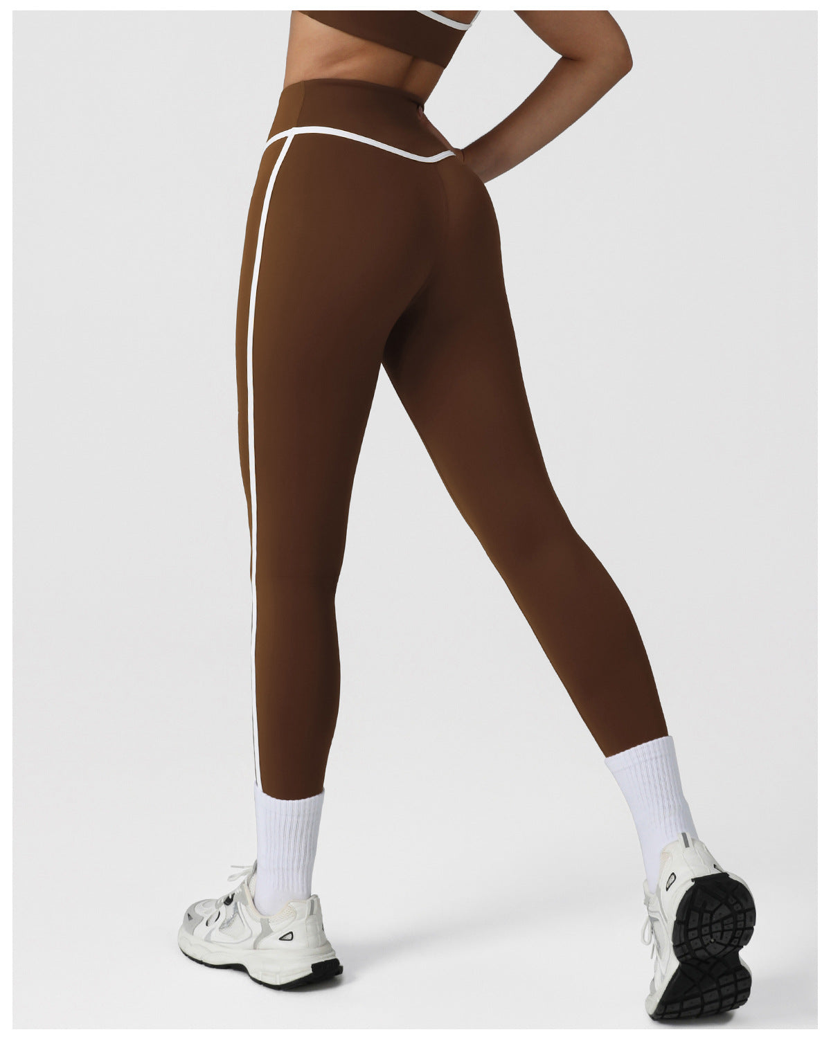 Cross-border Naked Contrast High Waist Yoga Pants Quick-drying Running Fitness Ankle-length Pants Outer Wear Tight Hip-lifting Sports Pants