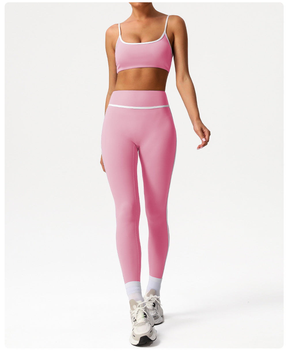Cross-border Naked Contrast High Waist Yoga Pants Quick-drying Running Fitness Ankle-length Pants Outer Wear Tight Hip-lifting Sports Pants