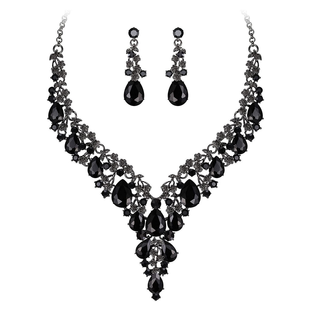 Factory Direct Sales of Cross-Border Popular Water Drop Necklace and Earrings Jewelry Sets, Wedding Dresses, Evening Wear, New Jewelry Accessories