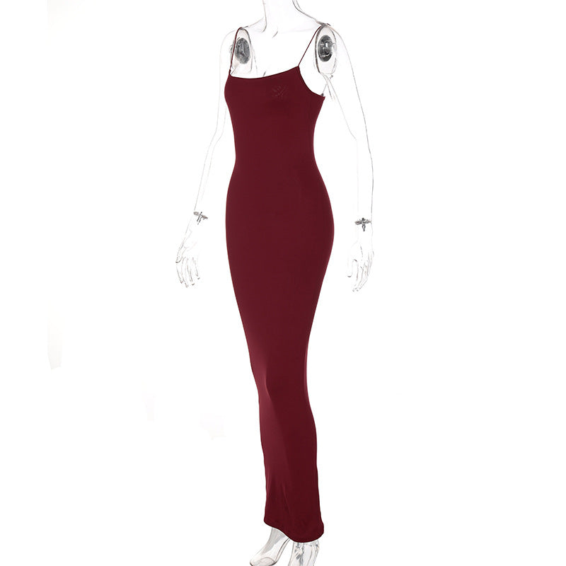 European and American 2022 Summer New Women's Clothing ins Sexy Strap Elegant Strap Long Dress Fashion Slim-fit Dress for Women