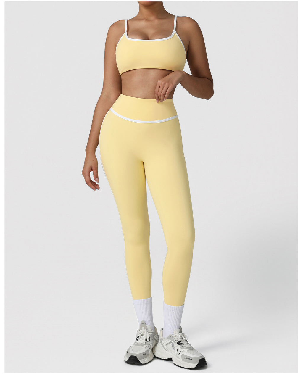 Cross-border Naked Contrast High Waist Yoga Pants Quick-drying Running Fitness Ankle-length Pants Outer Wear Tight Hip-lifting Sports Pants