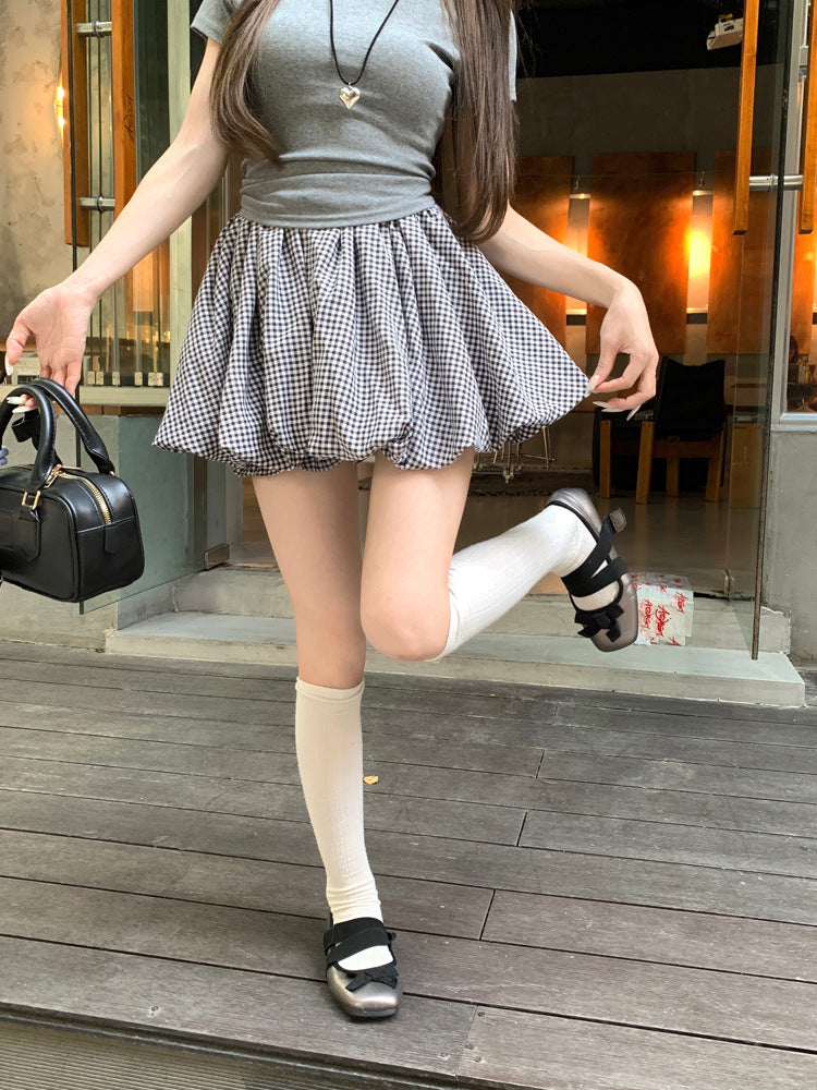 Korean Casual Versatile Cake Skirt Women's Summer New Sweet White Flower Bud Tutu Skirt Anti-Exposure Short Skirt