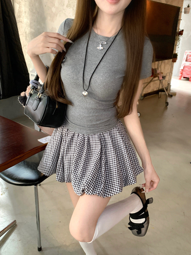 Korean Casual Versatile Cake Skirt Women's Summer New Sweet White Flower Bud Tutu Skirt Anti-Exposure Short Skirt