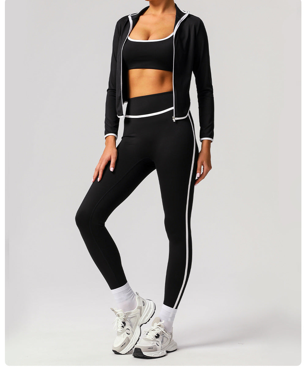Cross-border Naked Contrast High Waist Yoga Pants Quick-drying Running Fitness Ankle-length Pants Outer Wear Tight Hip-lifting Sports Pants
