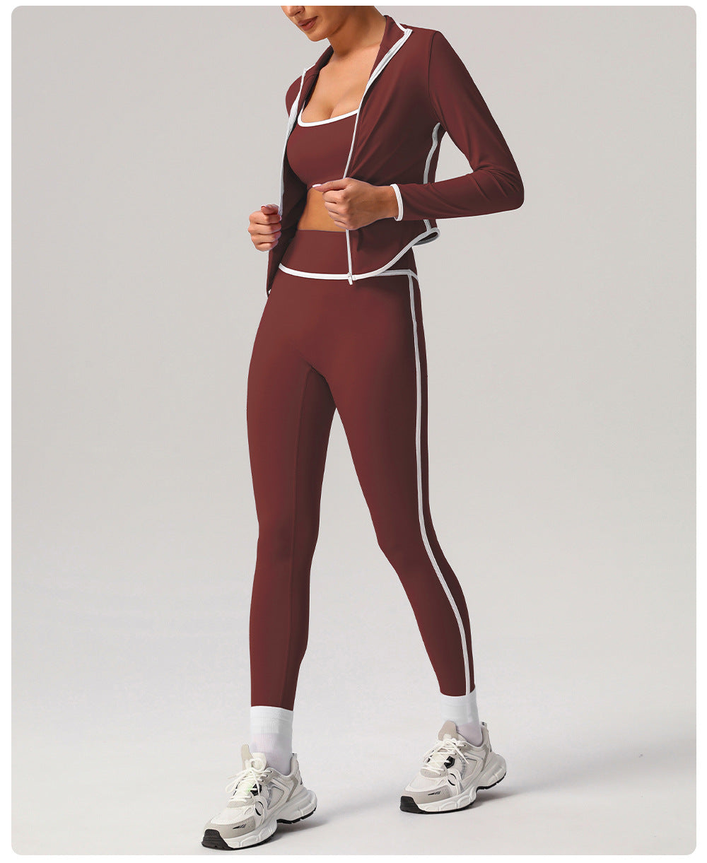 Cross-border Naked Contrast High Waist Yoga Pants Quick-drying Running Fitness Ankle-length Pants Outer Wear Tight Hip-lifting Sports Pants