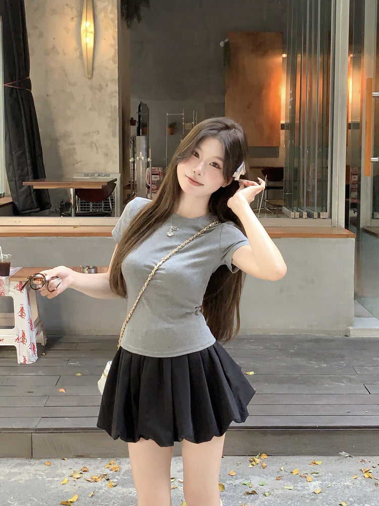 Korean Casual Versatile Cake Skirt Women's Summer New Sweet White Flower Bud Tutu Skirt Anti-Exposure Short Skirt