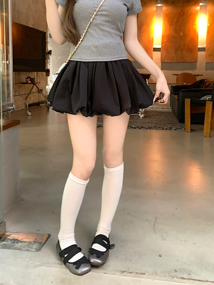 Korean Casual Versatile Cake Skirt Women's Summer New Sweet White Flower Bud Tutu Skirt Anti-Exposure Short Skirt