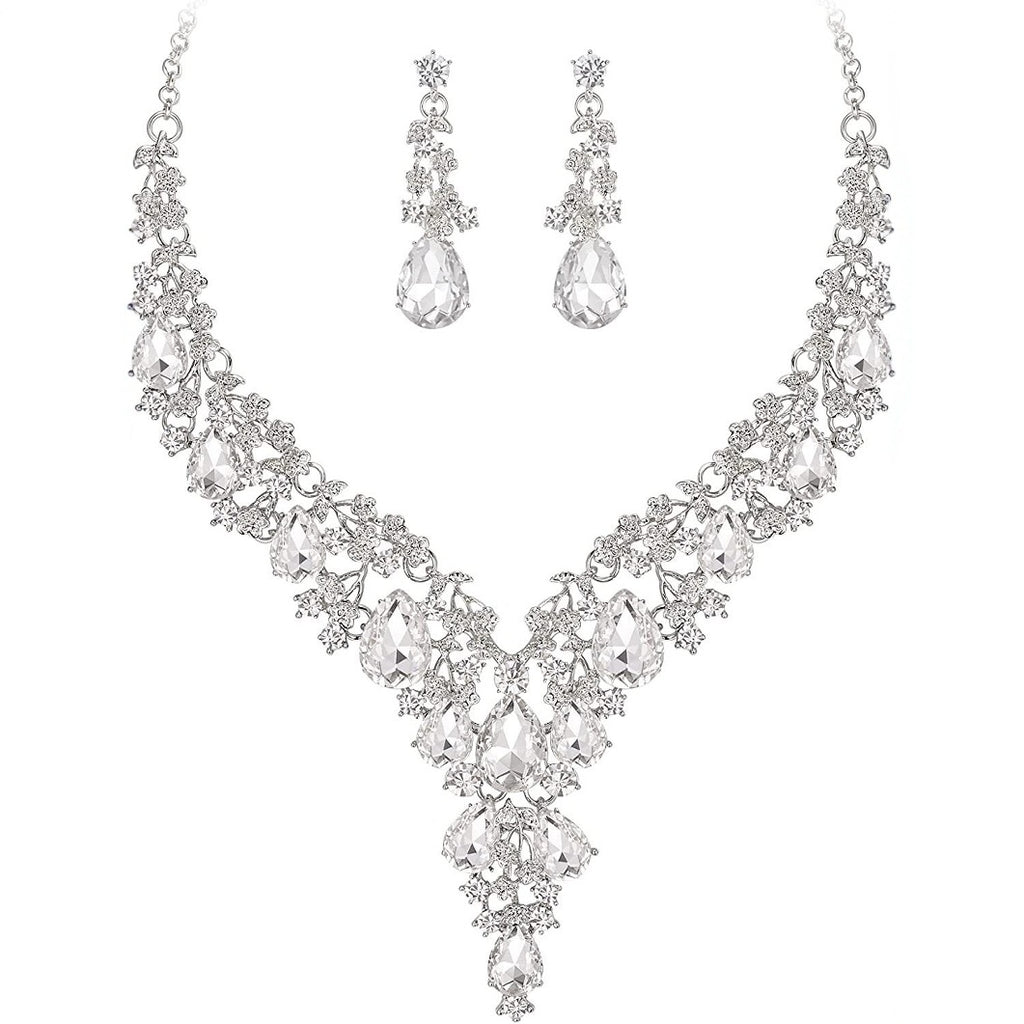 Factory Direct Sales of Cross-Border Popular Water Drop Necklace and Earrings Jewelry Sets, Wedding Dresses, Evening Wear, New Jewelry Accessories