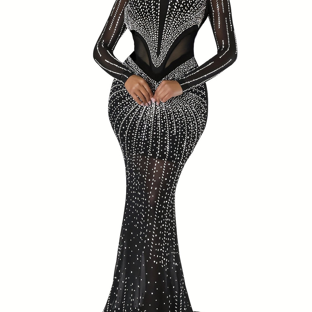 Rhinestone Embellished Bodycon Maxi Dress - Mother of the Bride/Groom