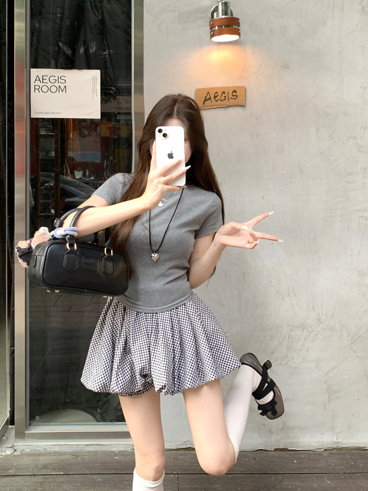 Korean Casual Versatile Cake Skirt Women's Summer New Sweet White Flower Bud Tutu Skirt Anti-Exposure Short Skirt