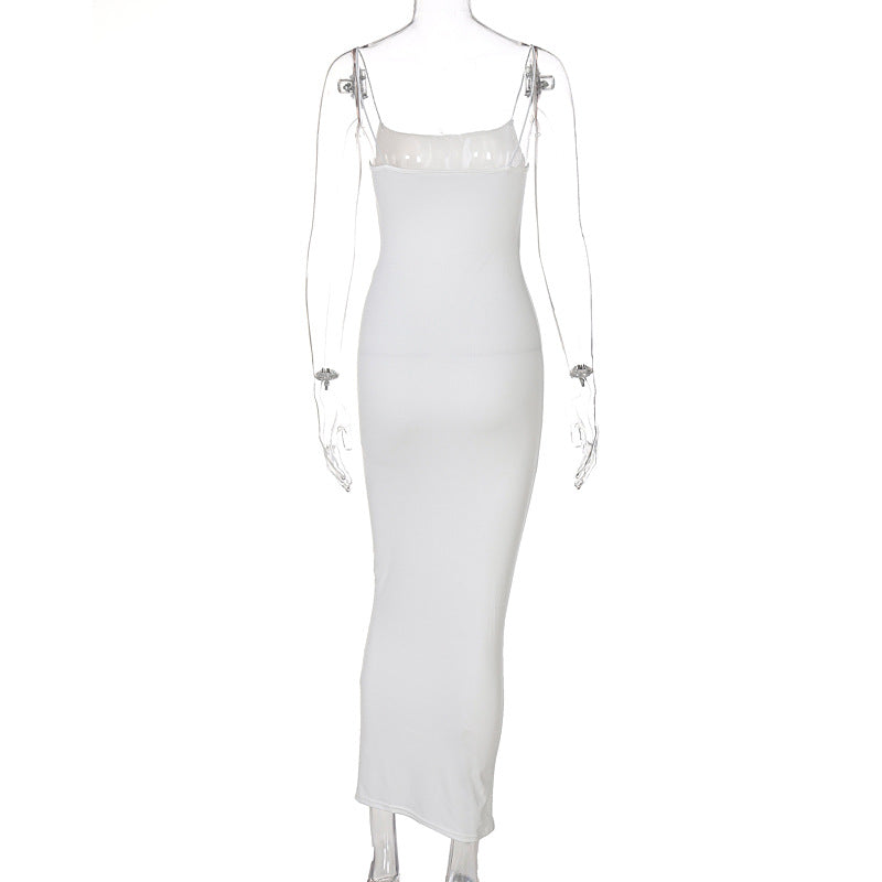 European and American 2022 Summer New Women's Clothing ins Sexy Strap Elegant Strap Long Dress Fashion Slim-fit Dress for Women