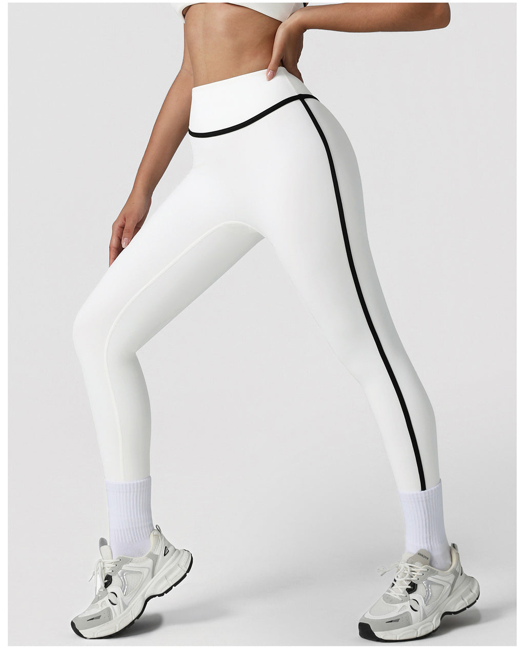 Cross-border Naked Contrast High Waist Yoga Pants Quick-drying Running Fitness Ankle-length Pants Outer Wear Tight Hip-lifting Sports Pants