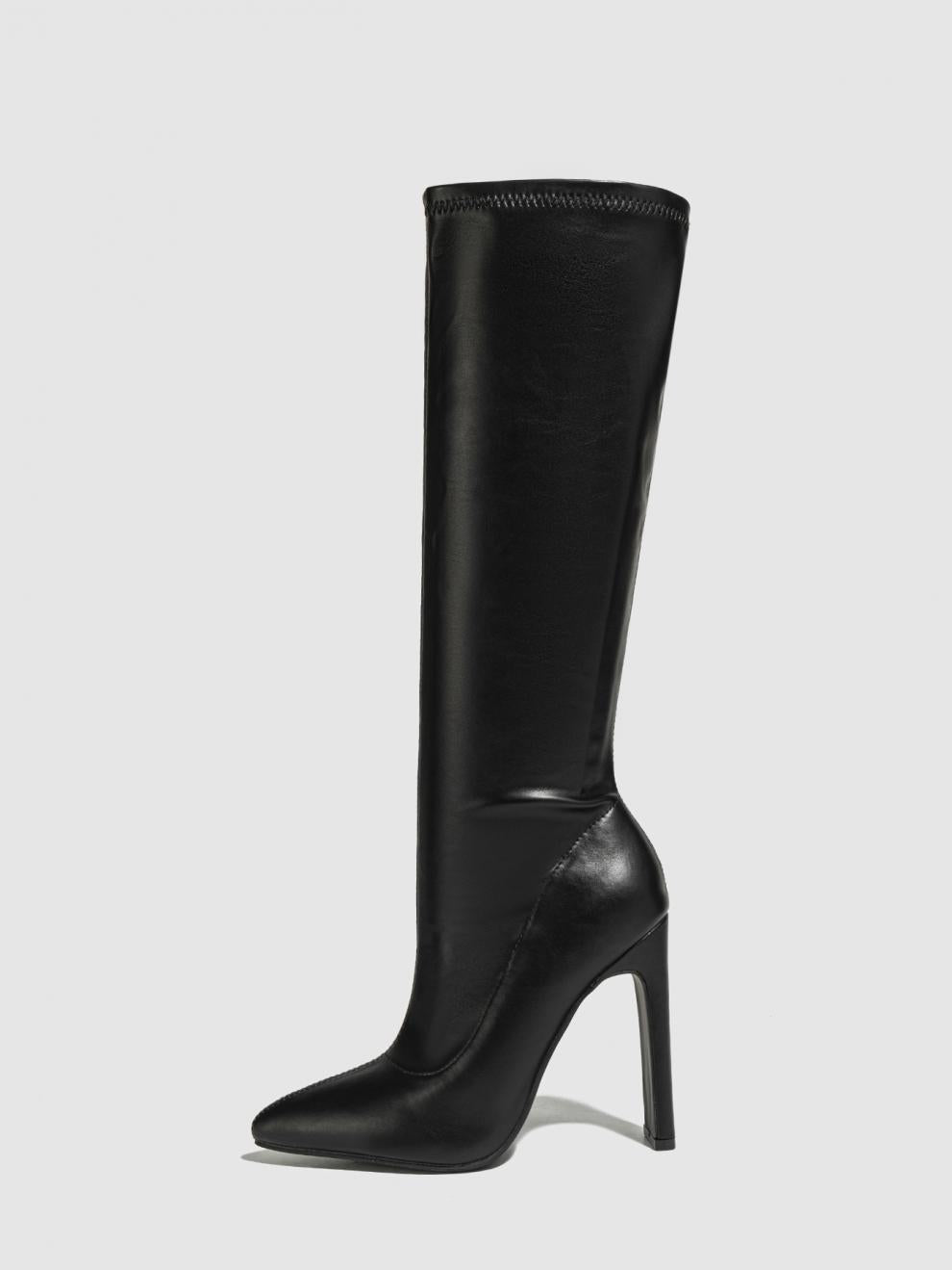 3300-10 European and American Nude Boots, Elegant Pointed Toe High-Heeled Boots, Stiletto Heels, Slim and Versatile Knight Boots, Size 35-42
