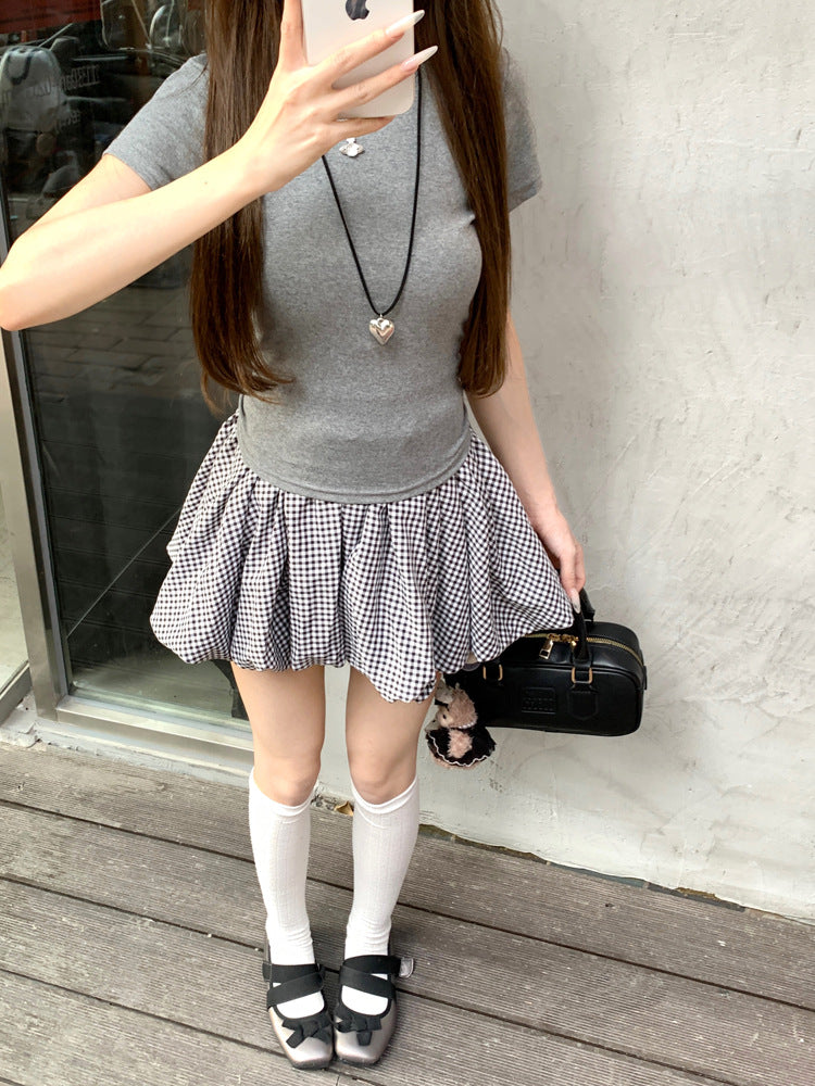 Korean Casual Versatile Cake Skirt Women's Summer New Sweet White Flower Bud Tutu Skirt Anti-Exposure Short Skirt