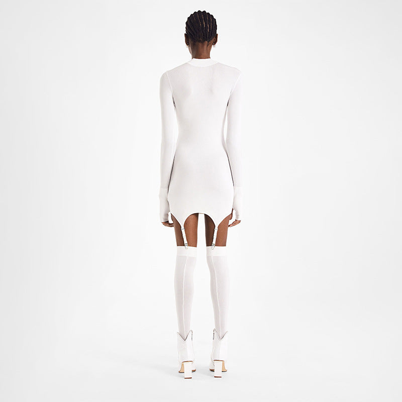 A20357D European and American Style Women's Clothing Spring New Solid Color Long-Sleeve Slim-Fit Pure Desire Bodycon Dress Wholesale