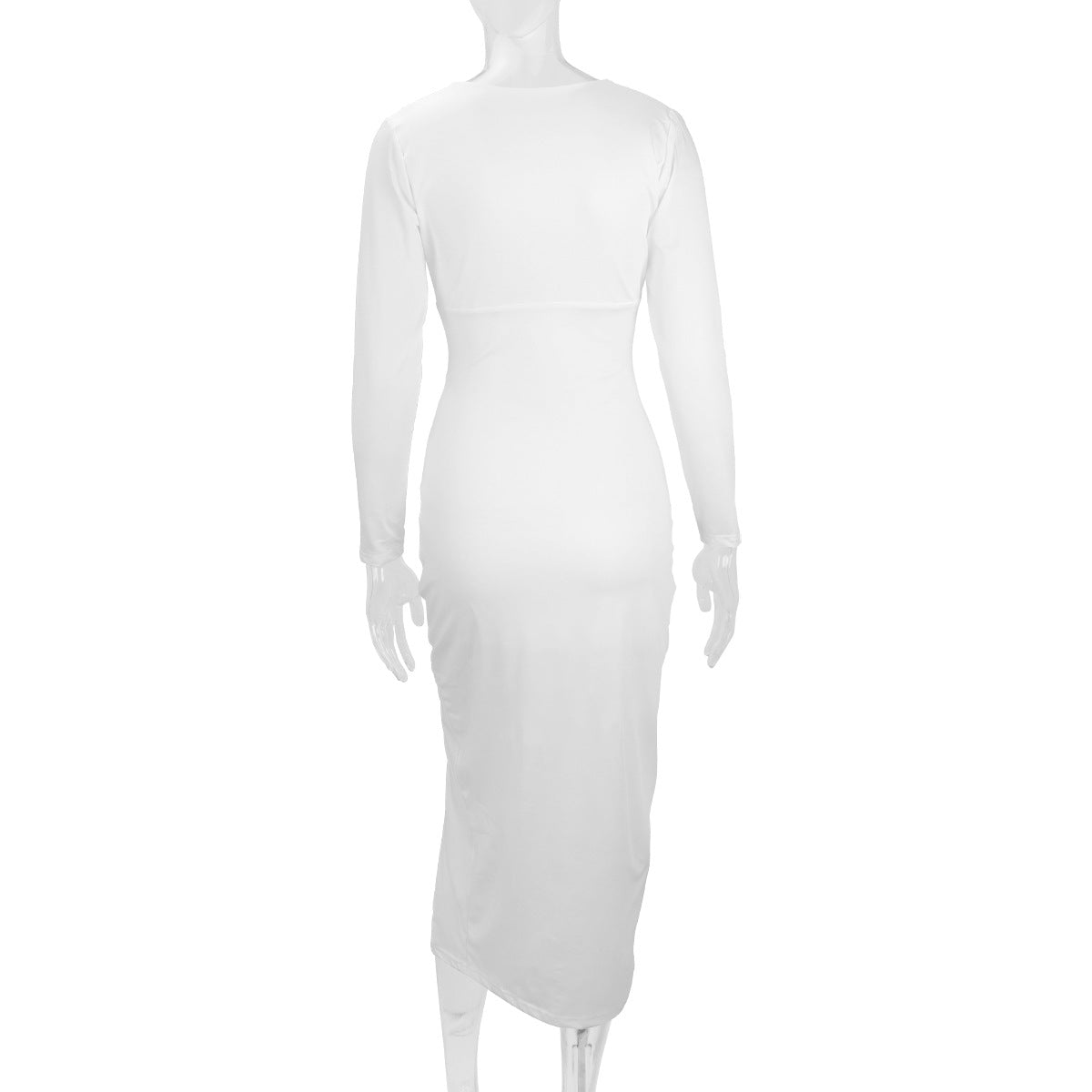 2026 Autumn and Winter New Cross-Border Long Dress European and American Style Sexy Bodycon Slim Fit Slit V-Neck Long Sleeve Dress