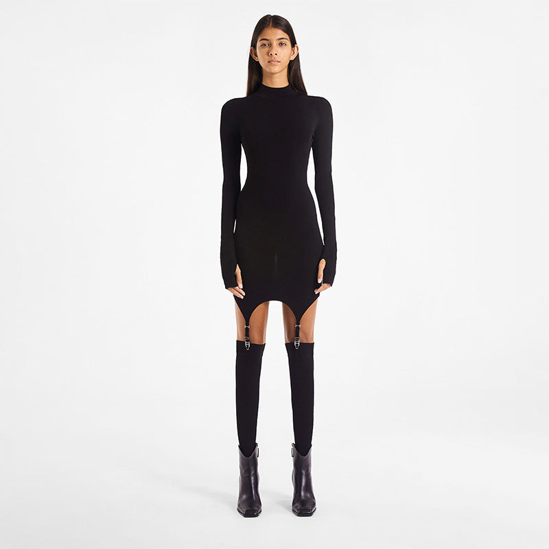 A20357D European and American Style Women's Clothing Spring New Solid Color Long-Sleeve Slim-Fit Pure Desire Bodycon Dress Wholesale