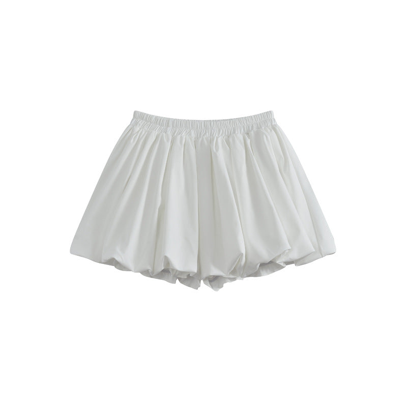 Korean Casual Versatile Cake Skirt Women's Summer New Sweet White Flower Bud Tutu Skirt Anti-Exposure Short Skirt