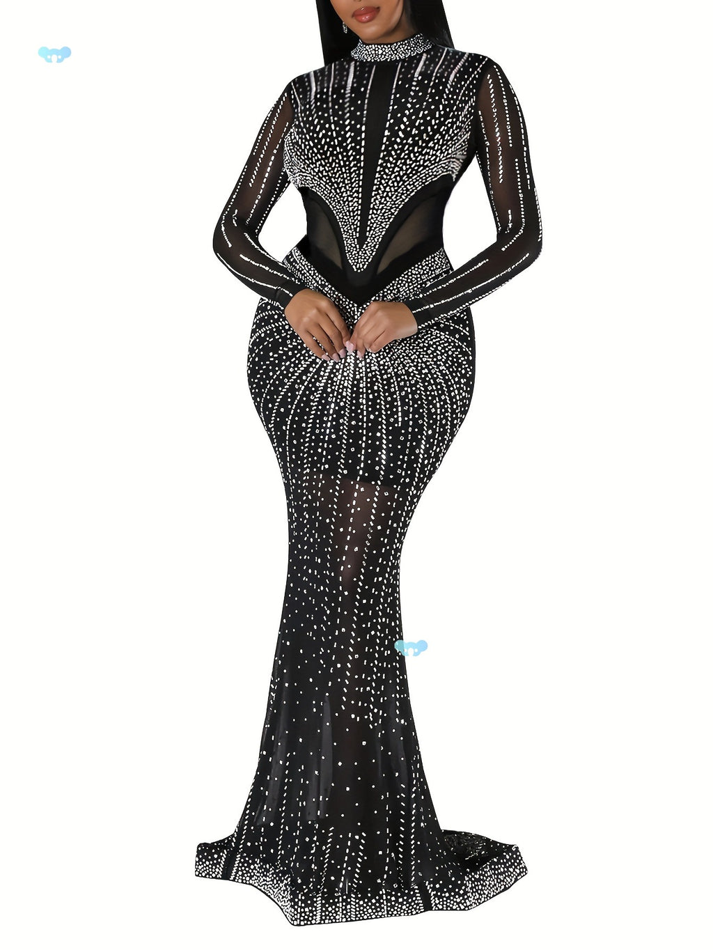 Rhinestone Embellished Bodycon Maxi Dress - Mother of the Bride/Groom