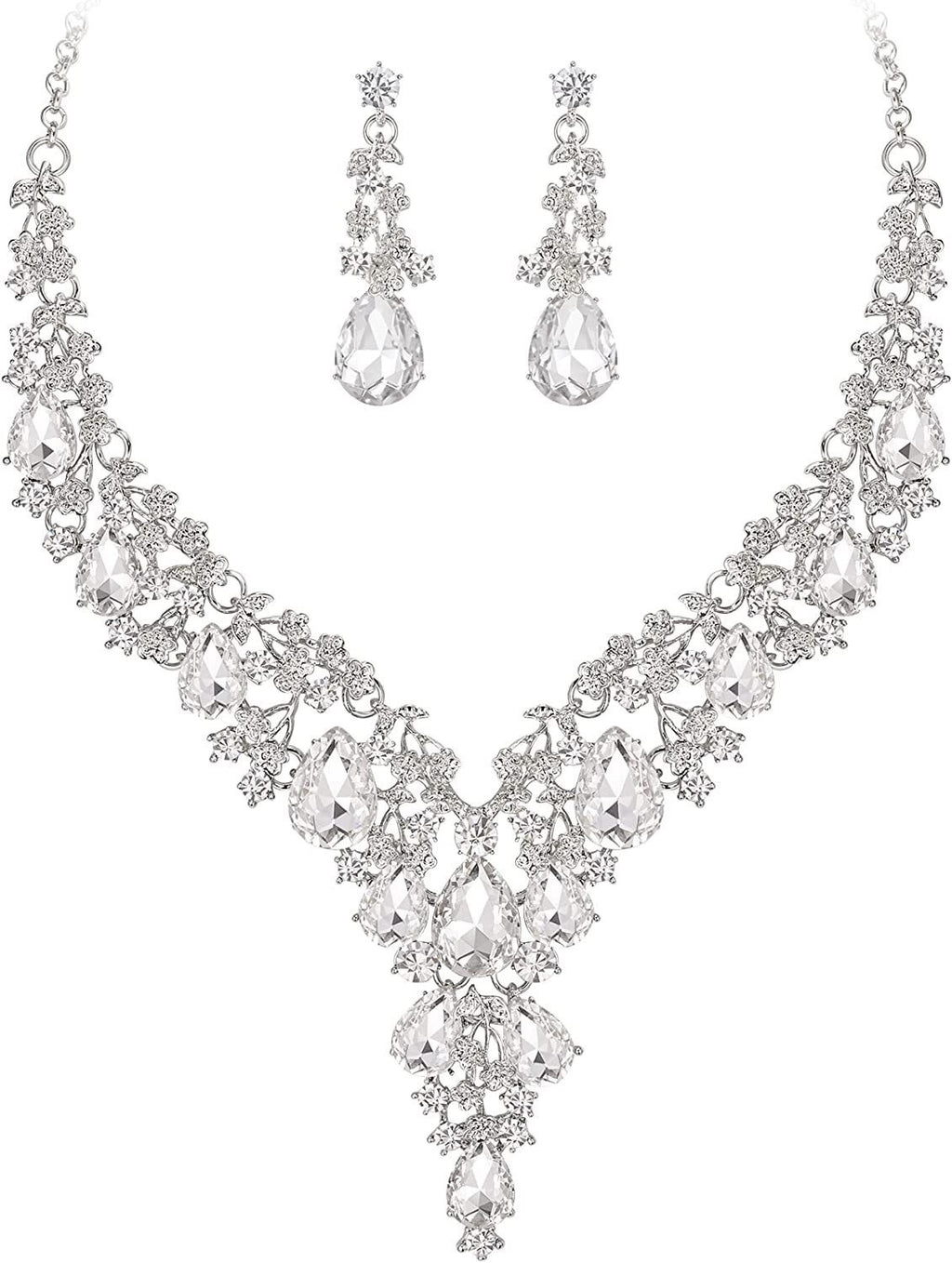 Factory Direct Sales of Cross-Border Popular Water Drop Necklace and Earrings Jewelry Sets, Wedding Dresses, Evening Wear, New Jewelry Accessories