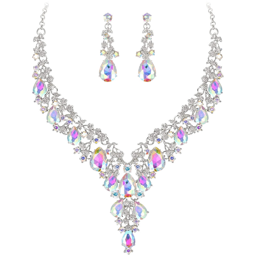 Factory Direct Sales of Cross-Border Popular Water Drop Necklace and Earrings Jewelry Sets, Wedding Dresses, Evening Wear, New Jewelry Accessories