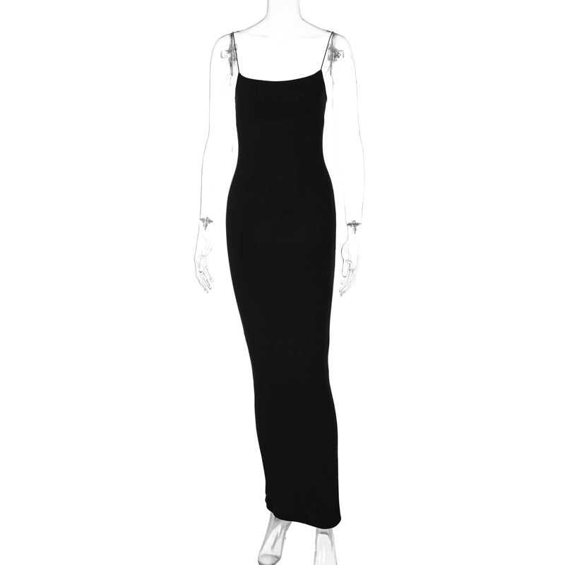 European and American 2022 Summer New Women's Clothing ins Sexy Strap Elegant Strap Long Dress Fashion Slim-fit Dress for Women
