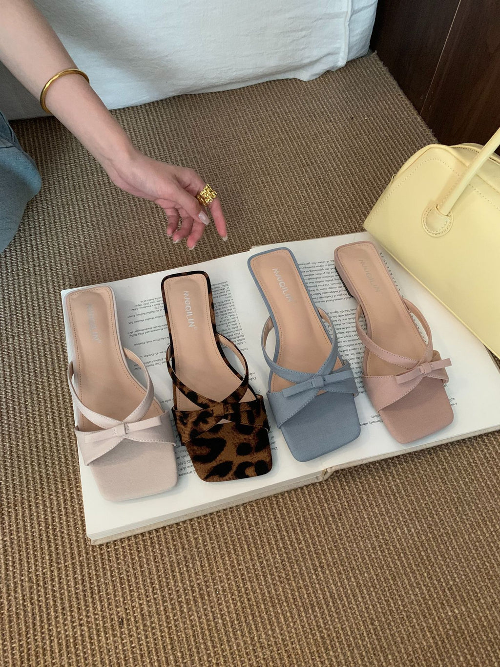 French Evening Style One-Line Sandals 2025 Summer New Elegant Bow Sandals with Skirts Women's Shoes