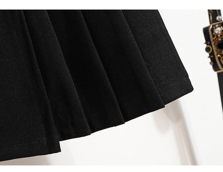 Real Shot of Autumn and Winter Skirts, Plus Size Woolen Jk High-Waisted Skirts, Petite Pleated Skirts, Black Culottes