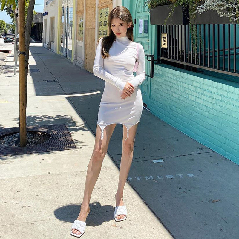 A20357D European and American Style Women's Clothing Spring New Solid Color Long-Sleeve Slim-Fit Pure Desire Bodycon Dress Wholesale