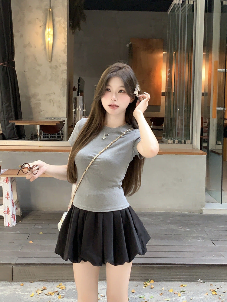 Korean Casual Versatile Cake Skirt Women's Summer New Sweet White Flower Bud Tutu Skirt Anti-Exposure Short Skirt