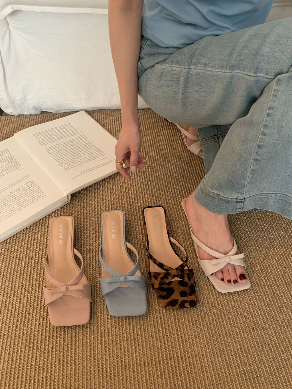 French Evening Style One-Line Sandals 2025 Summer New Elegant Bow Sandals with Skirts Women's Shoes